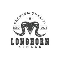 Longhorn animale logo disegno, azienda agricola retrò Vintage ▾ corno minimalista semplice modello illustrazione vettore