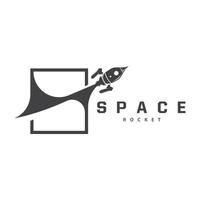 spazio esplorazione veicolo tecnologia spazio razzo logo design illustrazione moderno semplice modello vettore