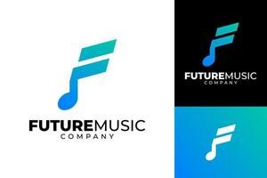 f futuro musica suono logo design vettore