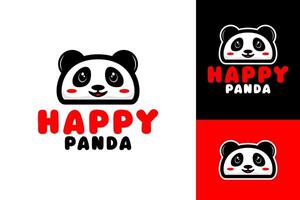 contento panda portafortuna illustrazione logo design vettore