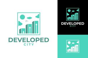 sviluppo città crescita successo logo design vettore