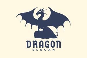 Drago ala viverna drake vettore logo design