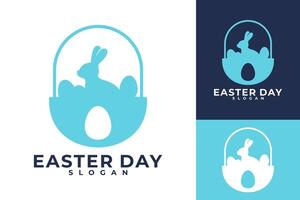 Pasqua giorno coniglio uovo vettore logo design