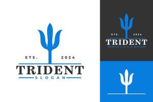 tridente mito poseidon vettore logo design