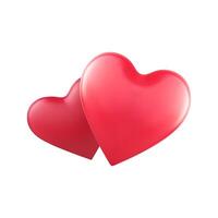 Due rosso cuori amore San Valentino giorno nozze insieme romantico 3d icona realistico vettore illustrazione