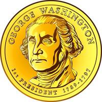 vettore americano i soldi oro moneta uno dollaro