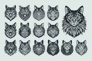 ai generato ritratto di adorabile siberiano gatto testa illustrazione design fascio vettore