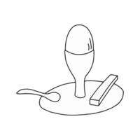 semplice linea scarabocchio di un' prima colazione scena con un uovo e utensili su un' piatto vettore