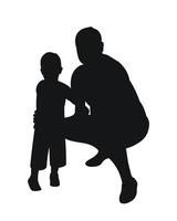 silhouette di uomo occupazione e ragazzo, padre e figlio, zio e nipote, isolato vettore