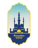 decorativo Ramadan blu oro moschea islamico logo icona concetto vettore design