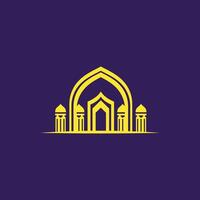 minimalista oro moschea islamico lusso logo icona concetto vettore design