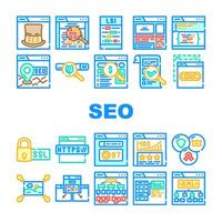 SEO ragnatela tecnico consulenza icone impostato vettore