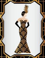 arte deco gatsby stile moda vestito illustrazione design con donne vettore