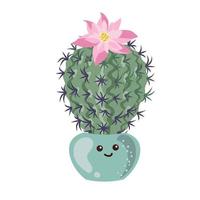 simpatico cactus kawaii in vaso. vettore