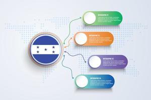 bandiera dell'honduras con design infografico isolato sulla mappa del mondo a punti vettore