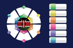 bandiera del kenya con design infografico incorporato con forma rotonda divisa vettore