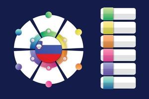 bandiera della slovenia con design infografico incorporato con forma rotonda divisa vettore