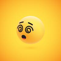 Emoticon giallo dettagliato alto 3D dettagliato per il web, illustrazione di vettore