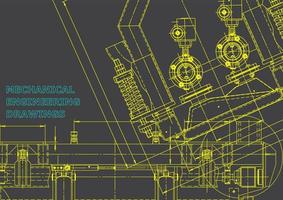 sistemi di progettazione assistita da computer. illustrazioni tecniche, sfondi. disegno di ingegneria meccanica. industria della costruzione di macchine. disegni di fabbricazione di strumenti vettore