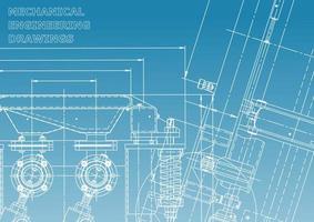 sistemi di progettazione assistita da computer. illustrazioni tecniche, sfondi. disegno di ingegneria meccanica. industria della costruzione di macchine. disegni di fabbricazione di strumenti vettore