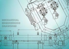 planimetria. illustrazione di ingegneria vettoriale. copertina, flyer, banner, sfondo. disegni di fabbricazione di strumenti. disegno di ingegneria meccanica. illustrazioni tecniche vettore