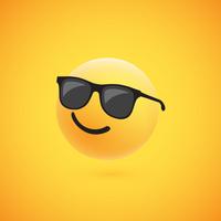 Emoticon giallo dettagliato alto 3D dettagliato per il web, illustrazione di vettore