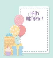 buon compleanno dolce cupcake regali e palloncini celebrazione decorazione card vettore