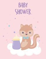 baby shower carta scoiattolo decorazione cartone animato vettore
