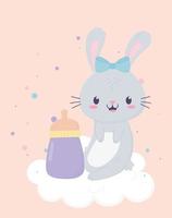 decorazione del fumetto della carta della bottiglia del coniglietto della doccia del bambino vettore