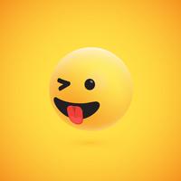 Emoticon giallo dettagliato alto 3D dettagliato per il web, illustrazione di vettore