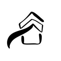 Icona di vettore reale casa semplice calligrafia. Estate Architecture Costruzione per il design. Elemento di logo disegnato a mano dell&#39;annata di arte casa