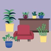 piante d'appartamento isolate all'interno di vasi disegno vettoriale