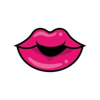 pop art bocca chiusa baciare icona di stile di riempimento vettore