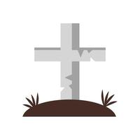 icona di stile piatto cimitero croce tomba vettore