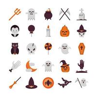 pacchetto di venticinque set di icone di raccolta di halloween vettore