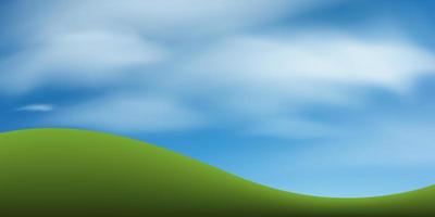 collina di erba verde o montagna con cielo blu. sfondo astratto parco e all'aperto per l'idea di progettazione del paesaggio. vettore. vettore
