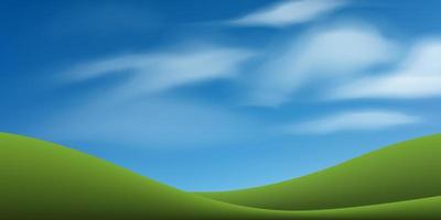 collina di erba verde o montagna con cielo blu. sfondo astratto parco e all'aperto per l'idea di progettazione del paesaggio. vettore. vettore