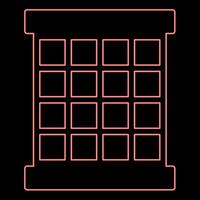 neon prigioniero finestra griglia grattugiare prigione prigione concetto rosso colore vettore illustrazione Immagine piatto stile