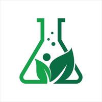 laboratorio e foglia logo design vettore icona modello