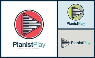 pianista giocare cartello pianoforte tuts musica studio etichetta compositore logo design modello vettore