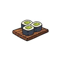 isolato maki Sushi giapponese cibo piatto stile illustrazione vettore