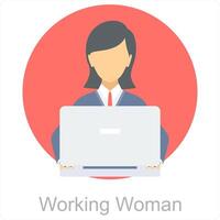 Lavorando donna e donna icona concetto vettore