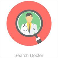 ricerca medico e ricerca icona concetto vettore