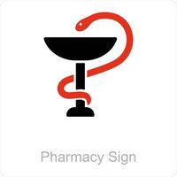 farmacia cartello e medico icona concetto vettore