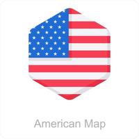 americano carta geografica e carta geografica icona concetto vettore