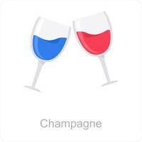 Champagne e bevanda icona concetto vettore