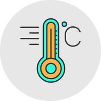 temperatura linea pieno leggero cerchio icona vettore