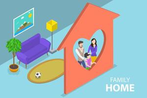 3d isometrico piatto vettore concettuale illustrazione di famiglia casa.