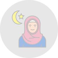 musulmano linea pieno leggero cerchio icona vettore