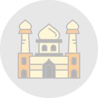 moschea linea pieno leggero cerchio icona vettore